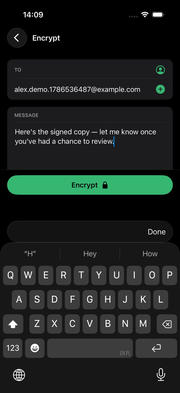 Addressing a recipient and composing a message to encrypt